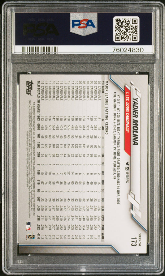 2020 TOPPS YADIER MOLINA #173 - PSA 10