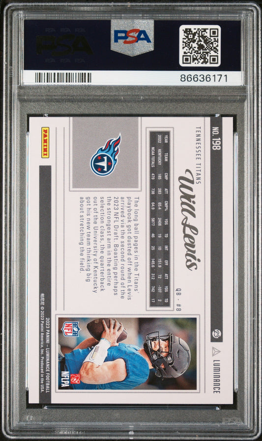 2023 PANINI LUMINANCE WILL LEVIS #198 - PSA 10 ROOKIE CARD