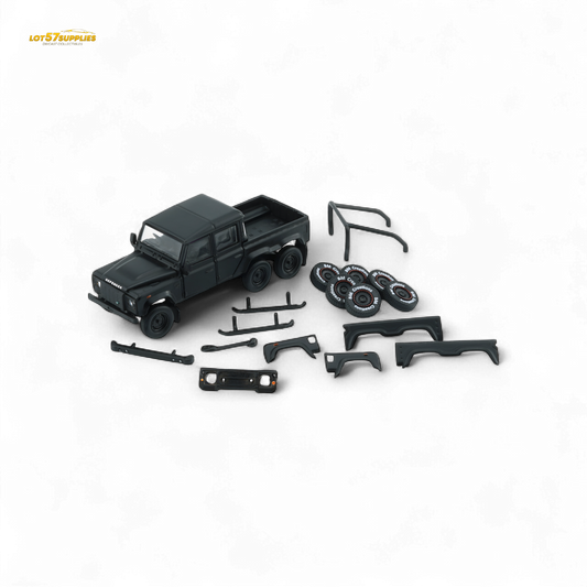 BM Creations 2016 Land Rover Defender 110 Pick Up 6x6 Off Road Matte Blk RHD 1:64