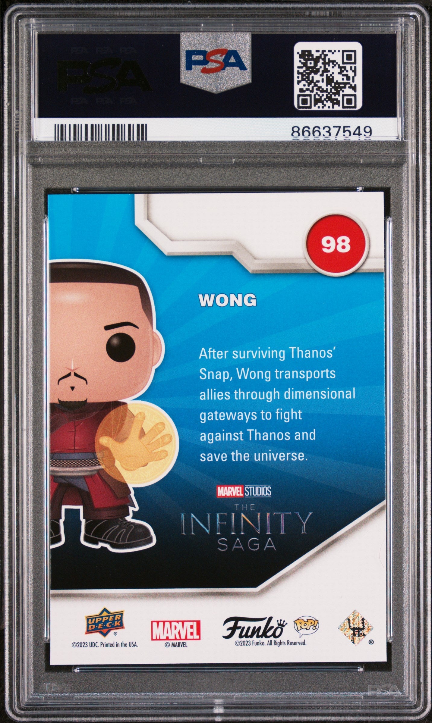 2023 UPPER DECK FUNKO POP MARVEL WONG PLATINUM #98 PSA 10