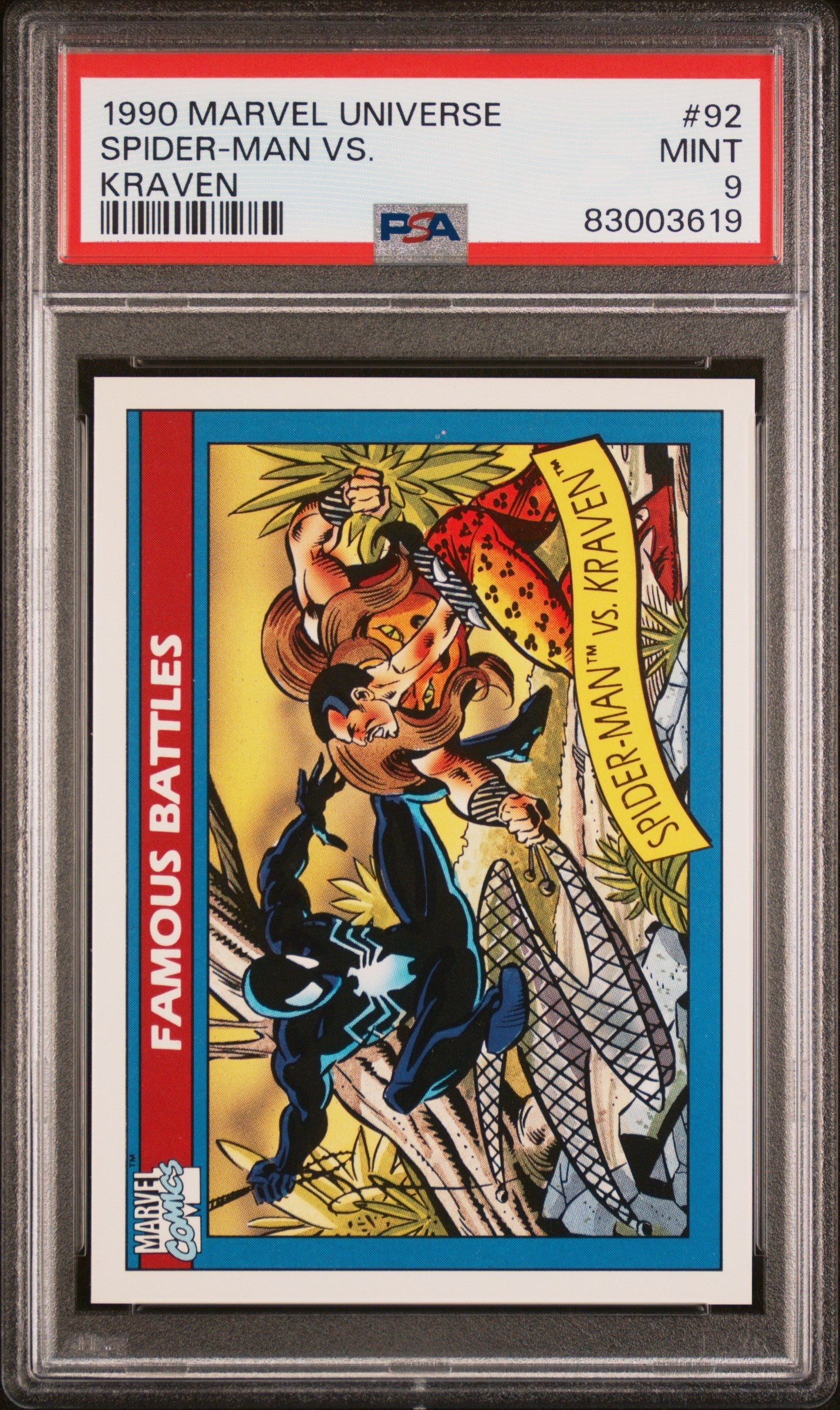 1990 MARVEL UNIVERSE SPIDER-MAN VS. KRAVEN #92 - PSA 9