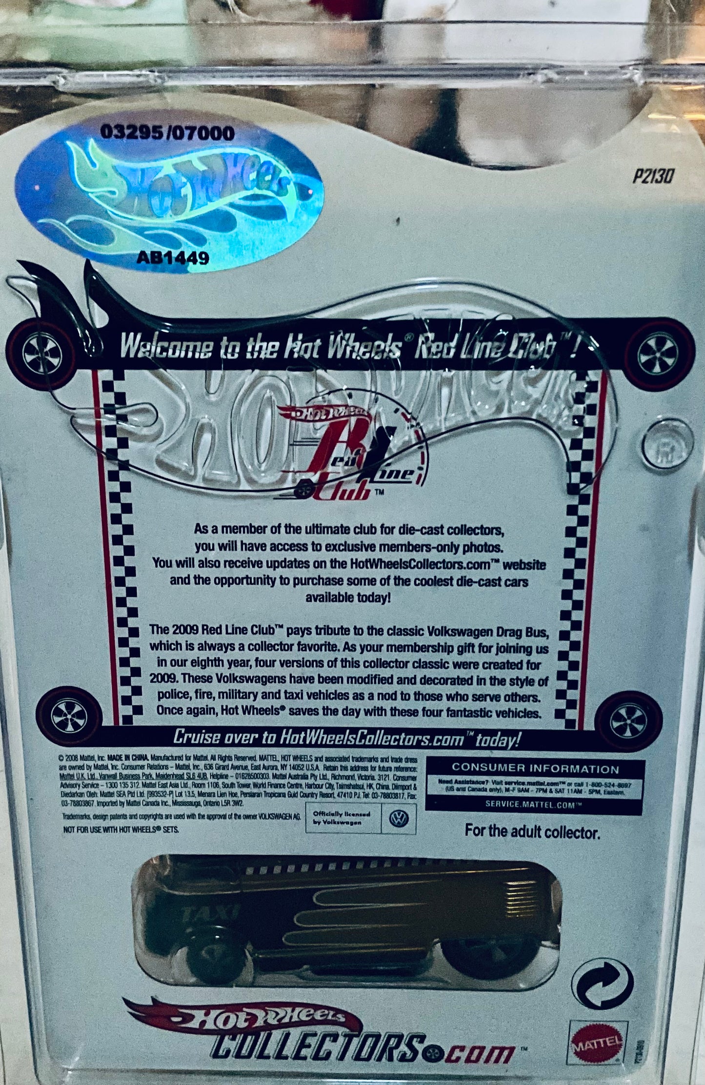 2009 Hot Wheels RLC Volkswagen Drag Bus Club Car – Taxi Edition (#3295 of 7000) – Spectraflame Yellow