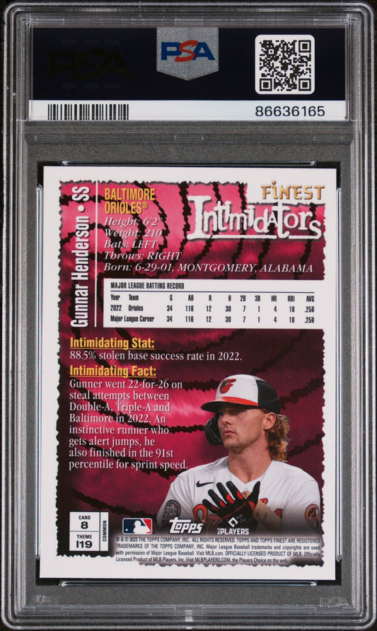 2023 TOPPS FINEST FLASHBACKS GUNNAR HENDERSON #8 - PSA 9