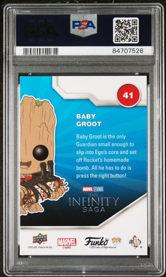 2023 UPPER DECK FUNKO POP MARVEL BABY GROOT PLATINUM #41 PSA 10