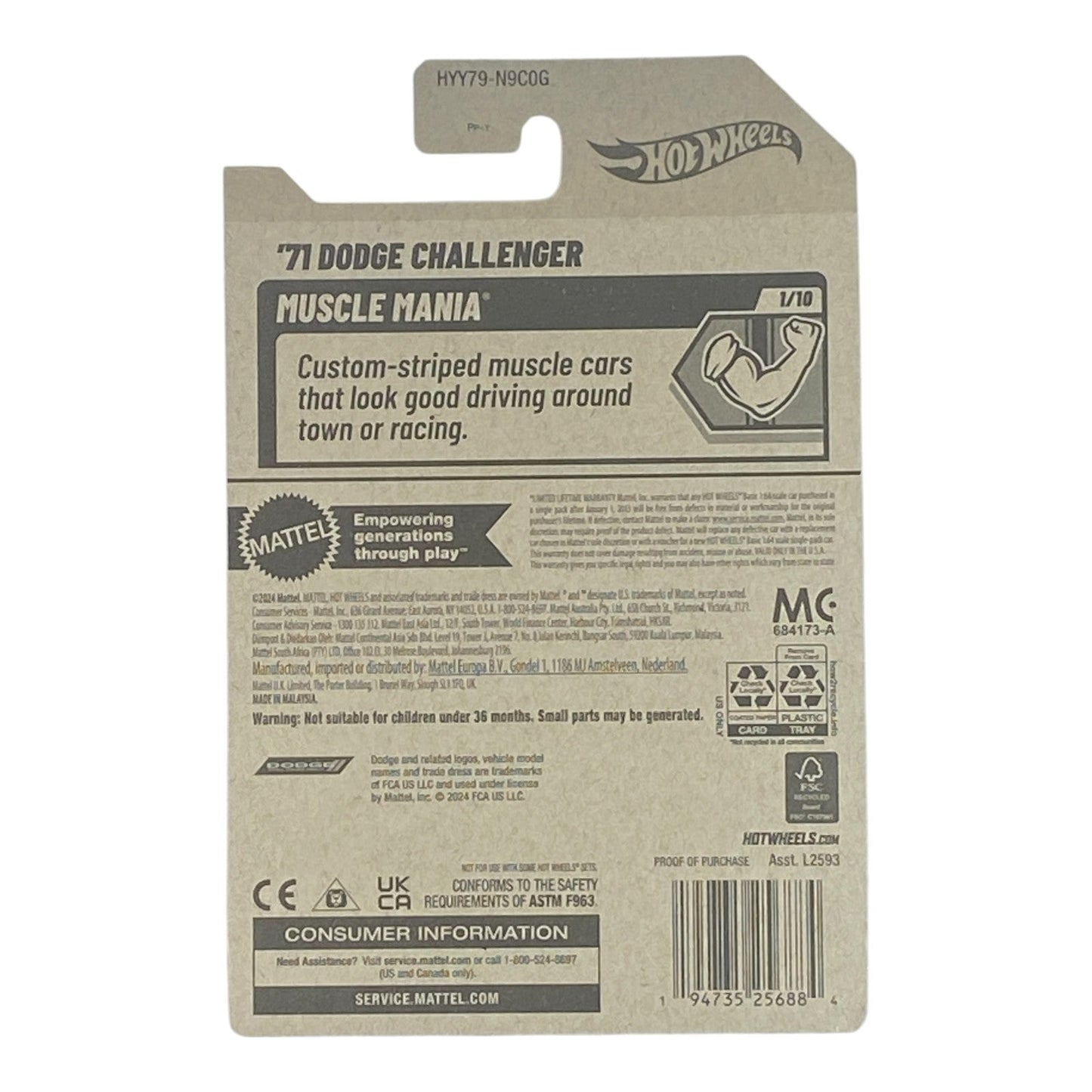 Hot Wheels '71 Dodge Challenger - Muscle Mania Series 1/10