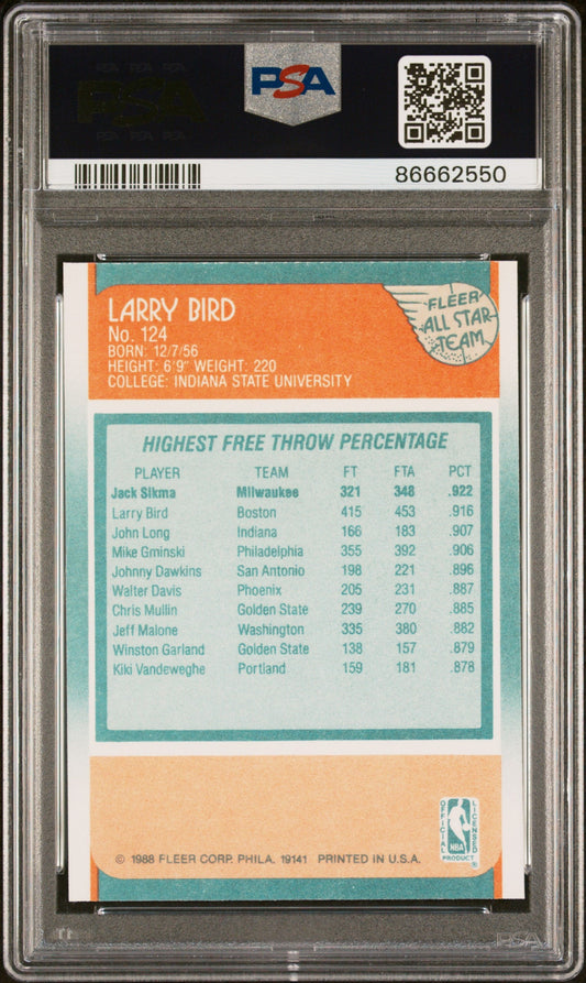 1988 FLEER LARRY BIRD ALL-STAR #124 - PSA 7