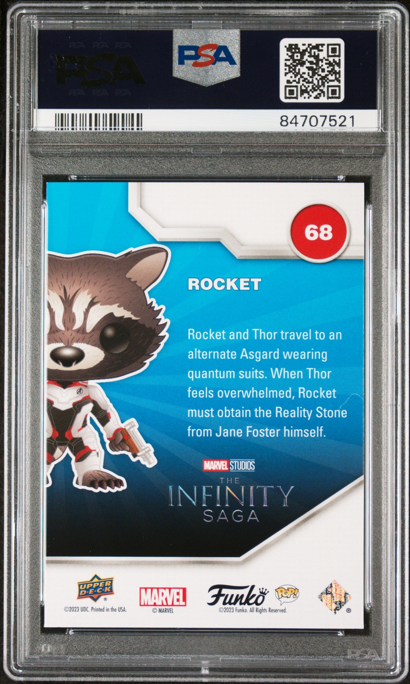 2023 UPPER DECK FUNKO POP MARVEL ROCKET PLATINUM #68 PSA 10