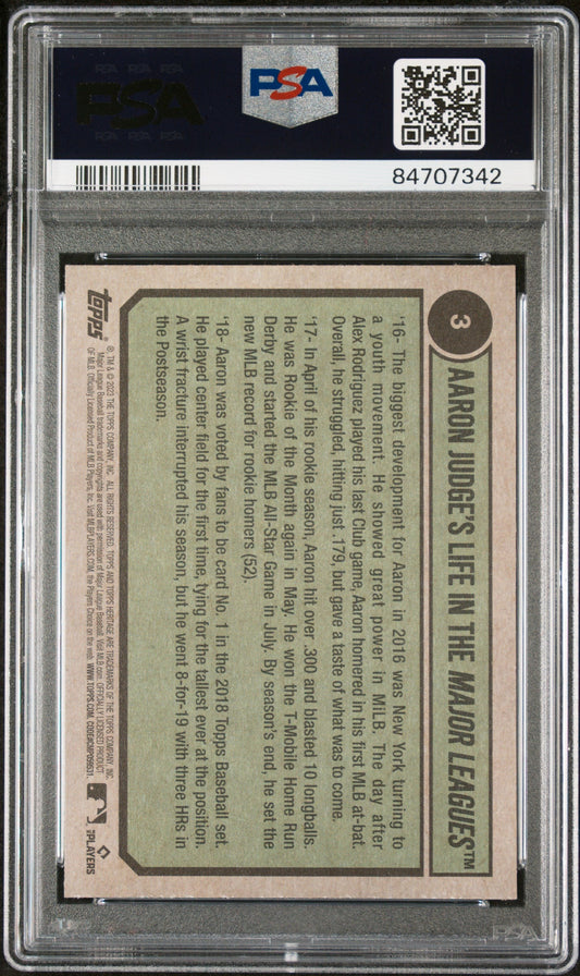 2023 TOPPS HERITAGE AARON JUDGE TRIBUTE #3 - PSA 10