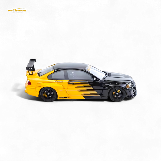 FLAME BMW M3 E46 Widebody Pandem in Black & Yellow Resin 1:64