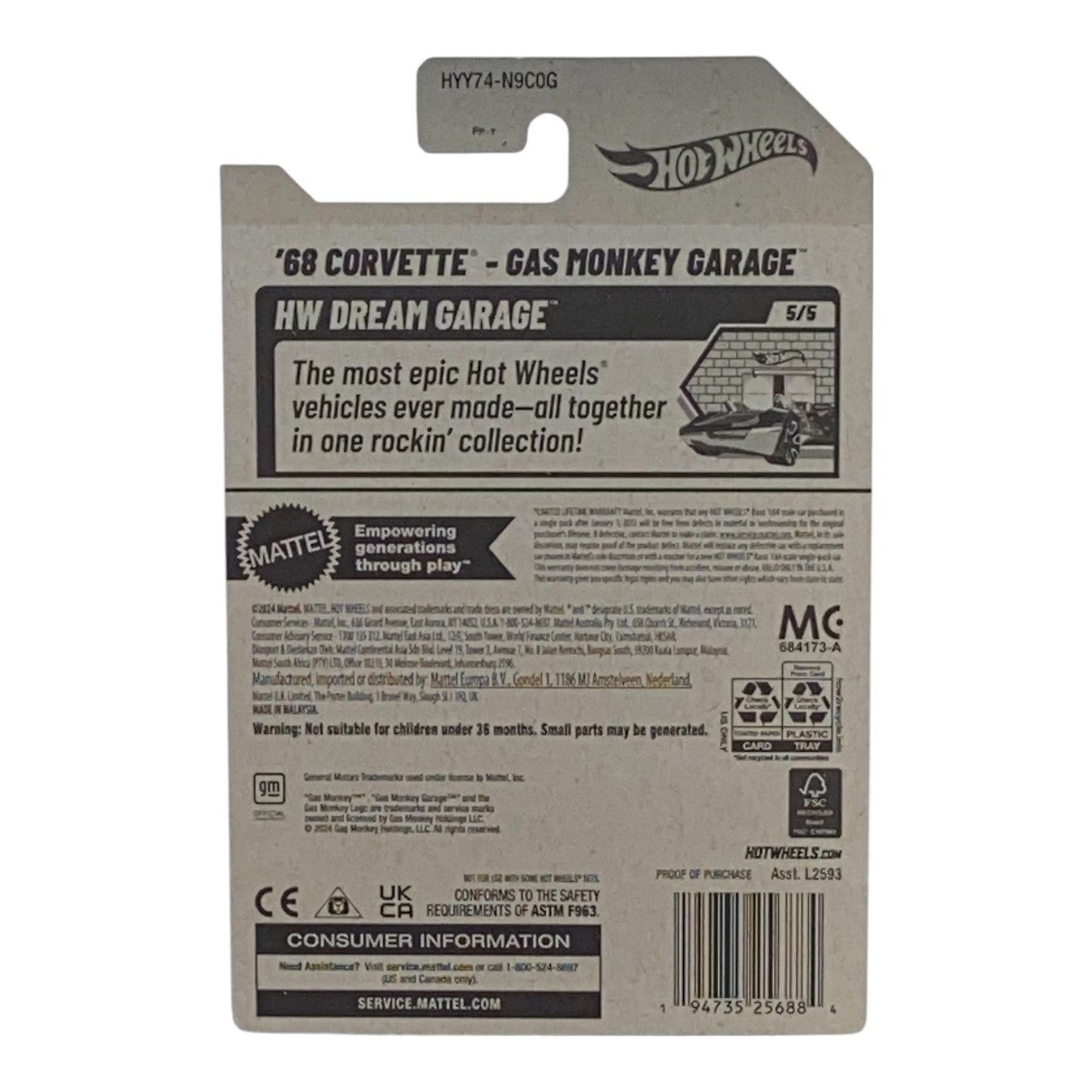 Hot Wheels '68 Corvette - Gas Monkey Garage - HW Dream Garage Series 5/5