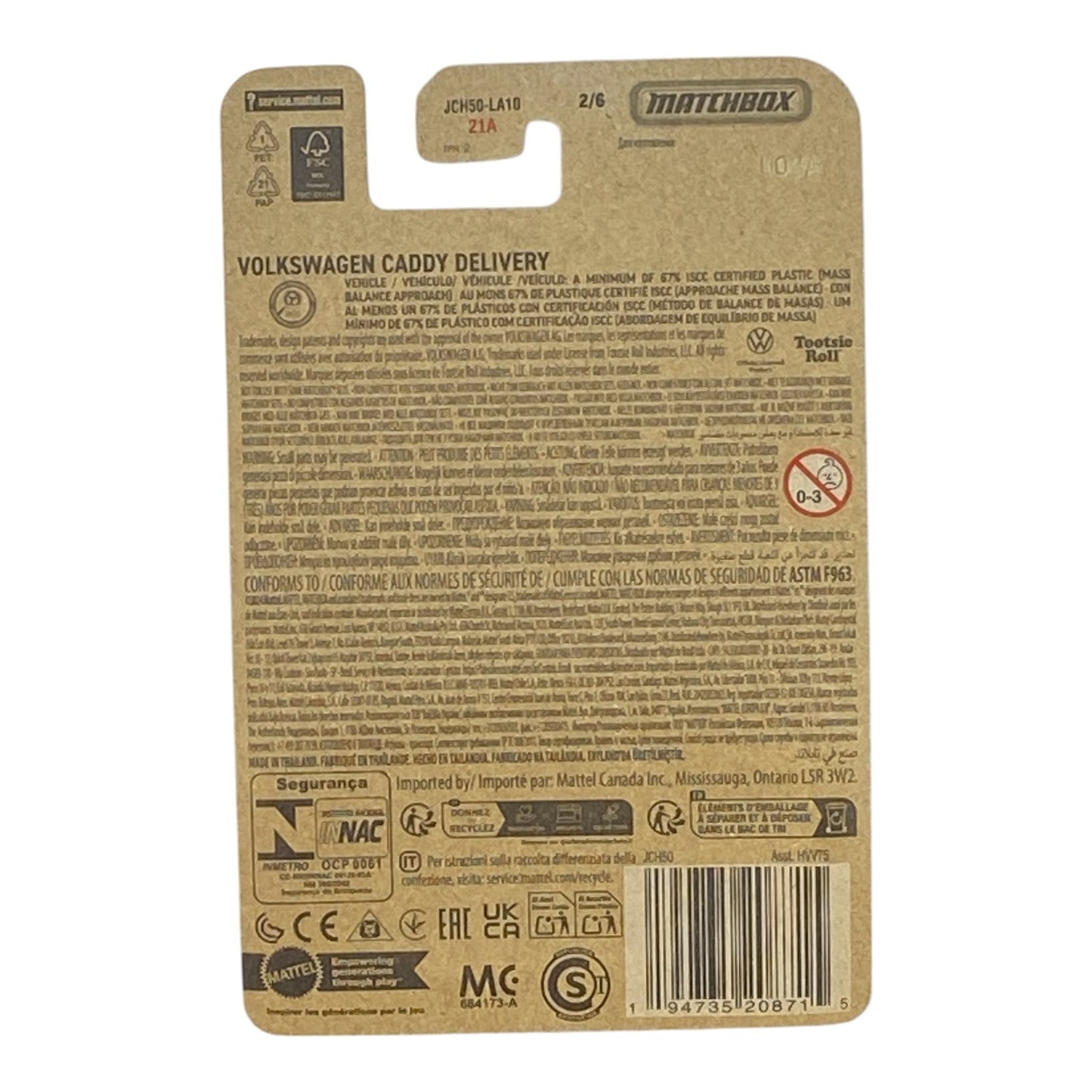 Matchbox Volkswagen Caddy Delivery - Tootsie Roll Pop - Matchbox Candy Series 2/6