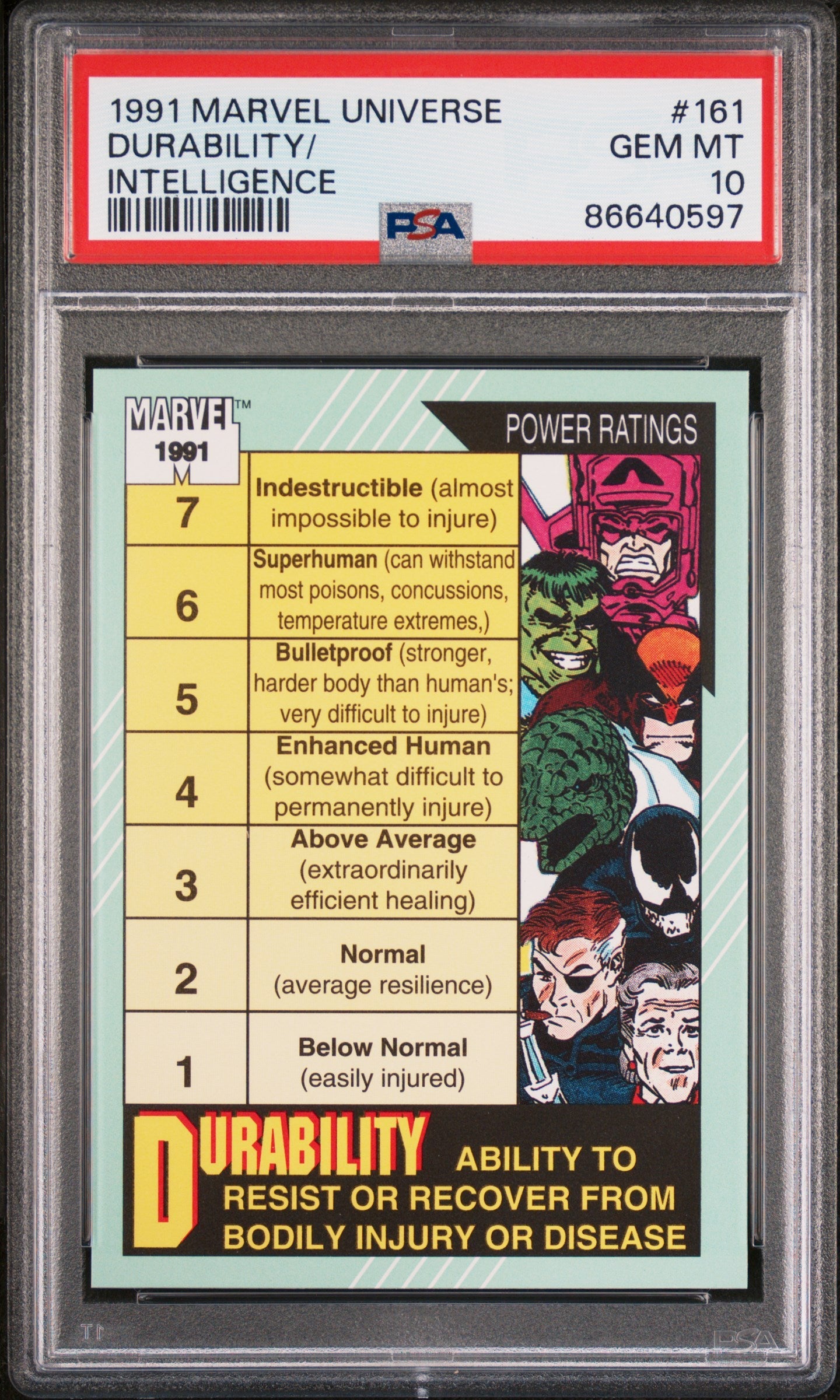 1991 MARVEL UNIVERSE CHECKLIST MARVEL #162 - PSA 10