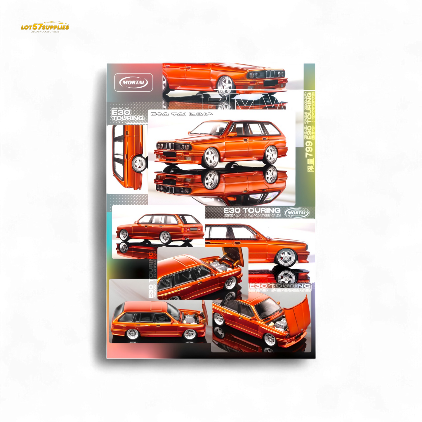 Mortal BMW E30 Crock - Openable Hood - Cambered in Sunset Orange 1:64