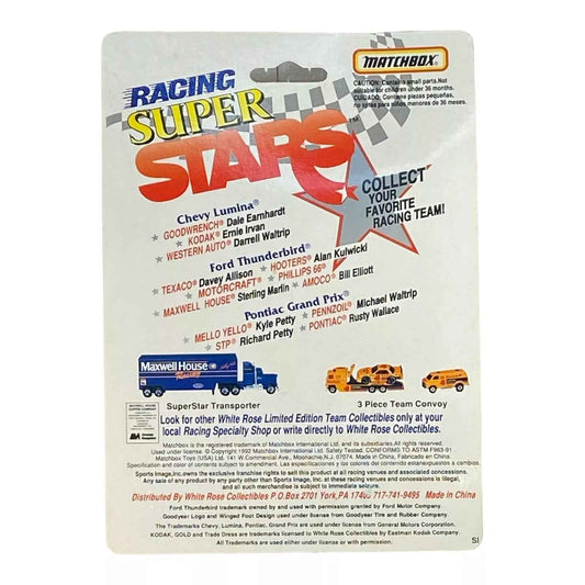 Matchbox Ford Thunderbird - Davey Allison #28 - Vintage 80's Racing Super Stars