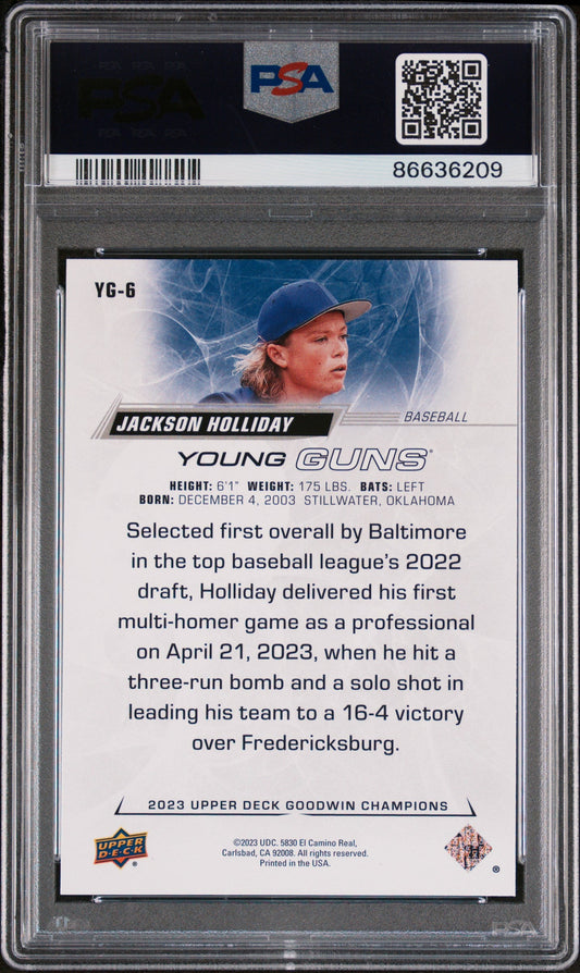 2023 UPPER DECK GOODWIN CHAMPIONS UPPER DECK YOUNG GUNS JACKSON HOLLIDAY #YG6 - PSA 10