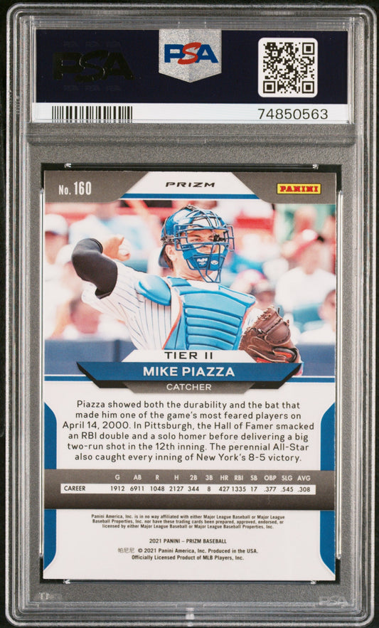 2021 PANINI PRIZM MIKE PIAZZA RED/WHITE/BLUE PRIZM #160 - PSA 10