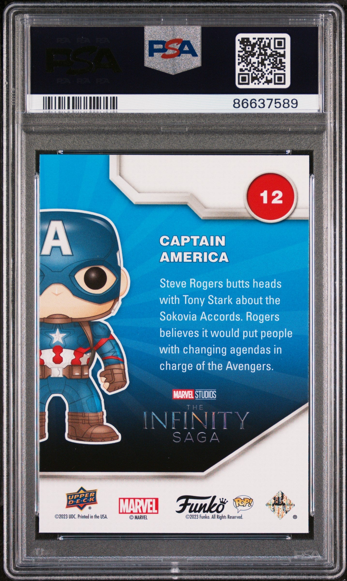 2023 UPPER DECK FUNKO POP MARVEL CAPTAIN AMERICA #12 PSA 9