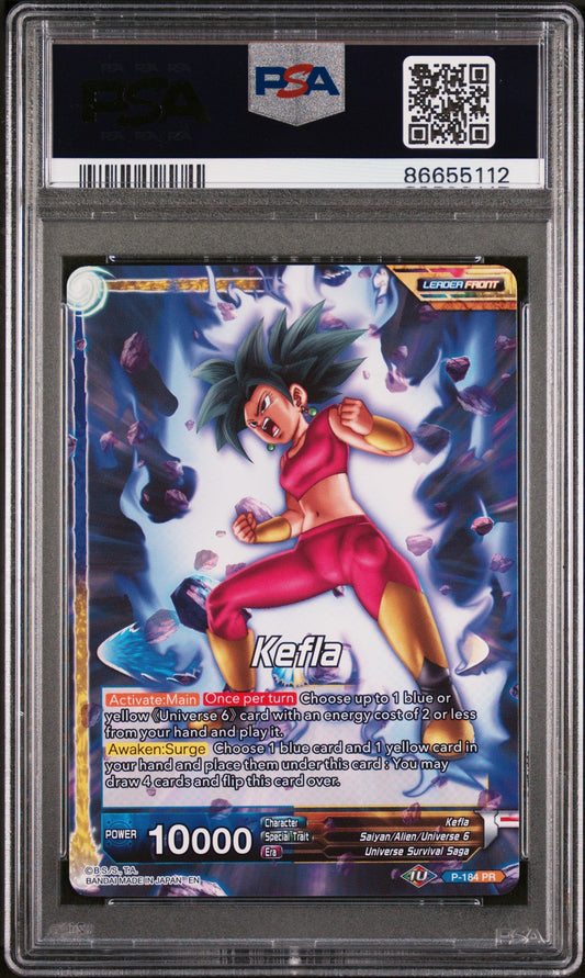 2022 DRAGON BALL SUPER MYTHIC BOOSTER KEFLA, SURGE/FEROCITY #P-184 - PSA 10