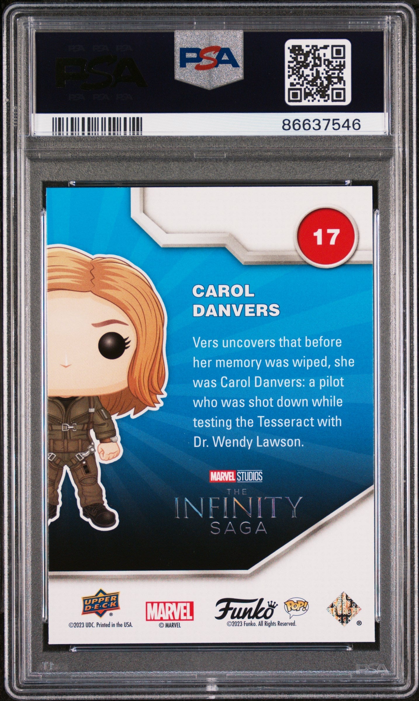 2023 UPPER DECK FUNKO POP MARVEL CAROL DANVERS PLATINUM #17 PSA 10