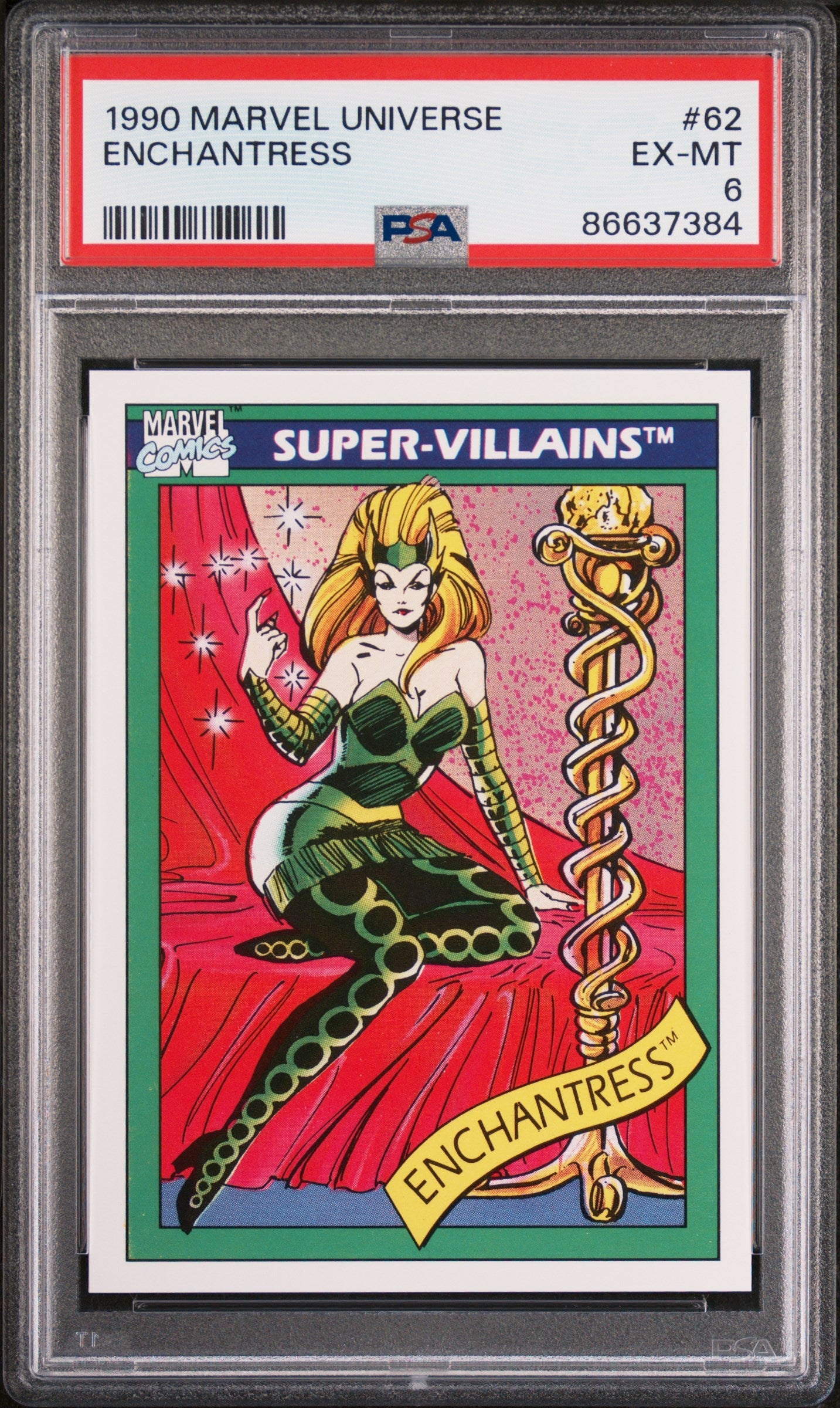 1990 MARVEL UNIVERSE ENCHANTRESS #62 - PSA 6
