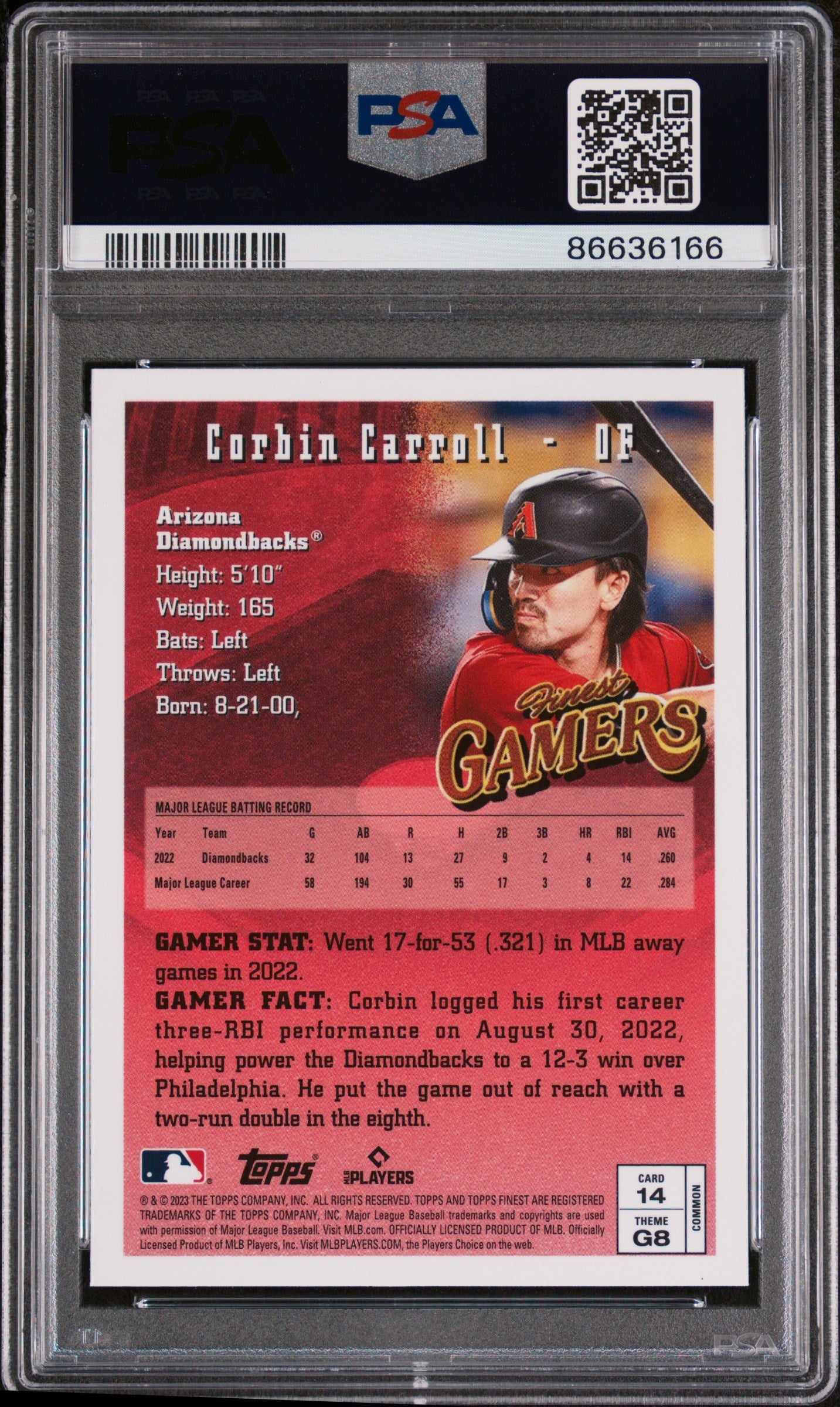 2023 TOPPS FINEST FLASHBACKS CORBIN CARROLL #14 - PSA 10