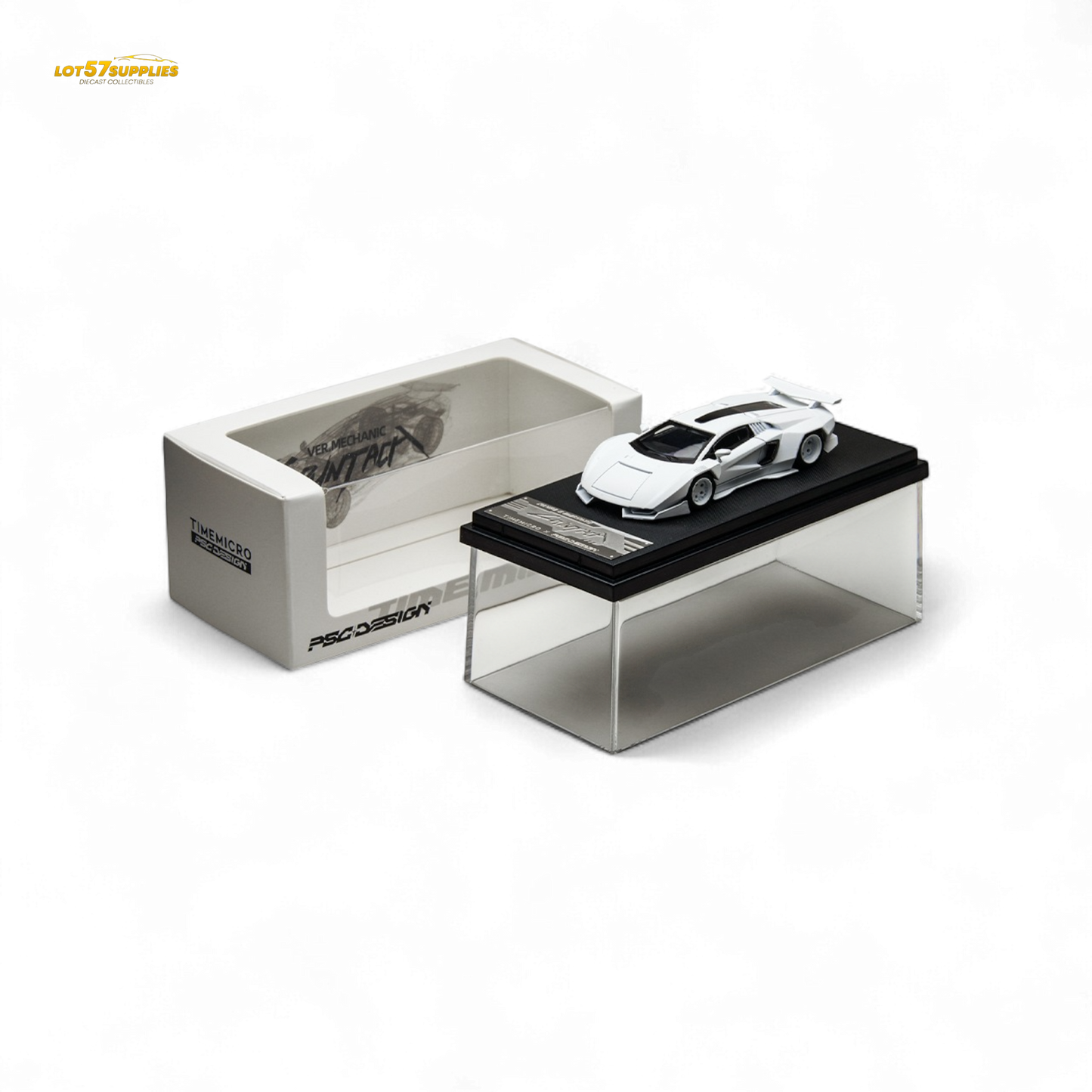 TimeMicro × PSC DESIGN 1/64 Countach V Ver. Mechanic PSC - White 1:64
