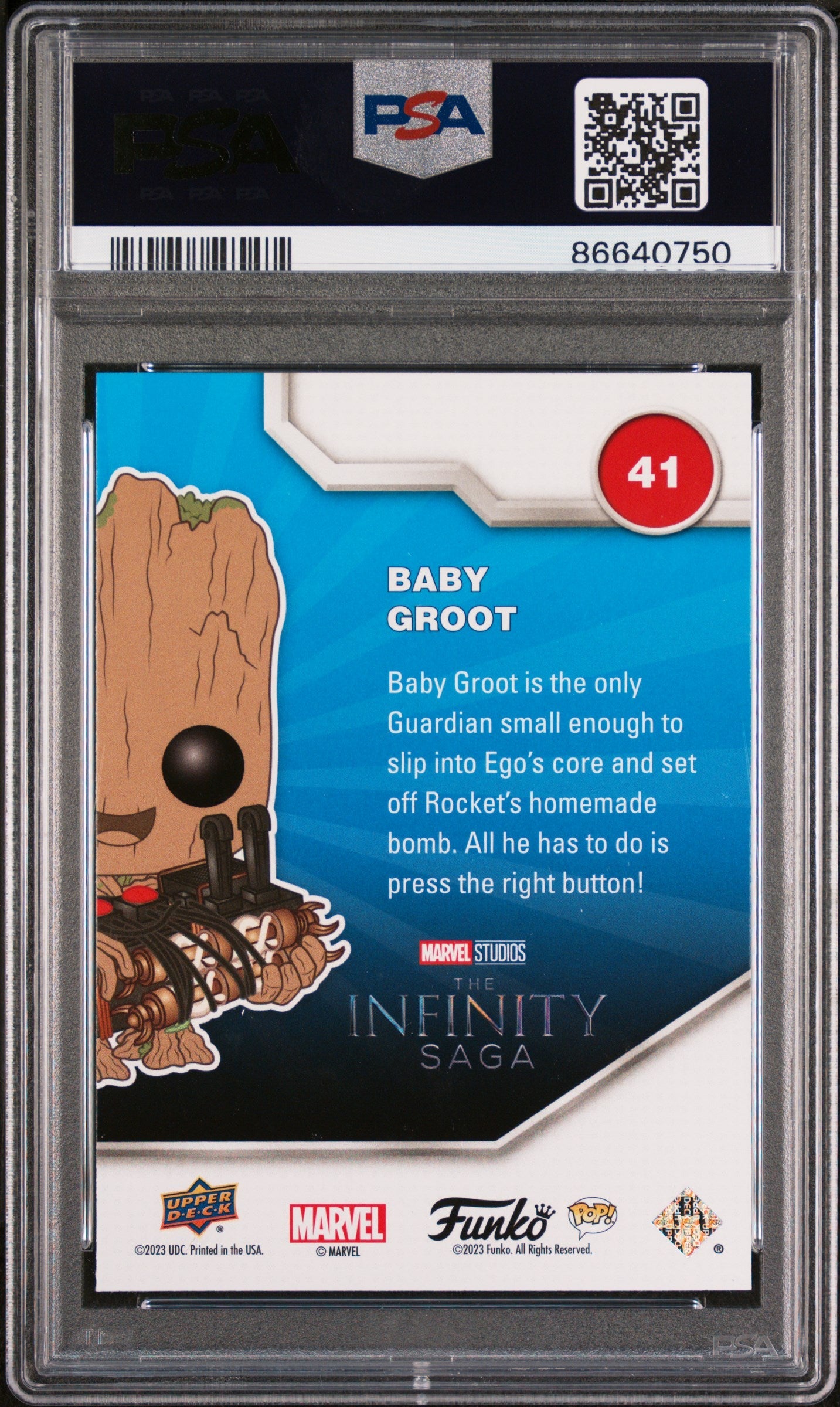 2023 UPPER DECK FUNKO POP MARVEL BABY GROOT GLOWINTHEDARK #41 PSA 10