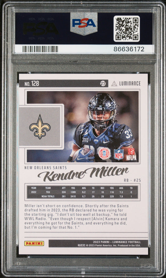 2023 PANINI LUMINANCE KENDRE MILLER PURPLE #128 - PSA 10 ROOKIE CARD