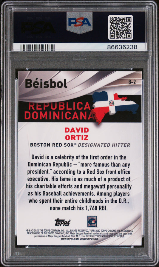 2021 TOPPS CHROME BEISBOL DAVID ORTIZ BEISBOL #B2 - PSA 10