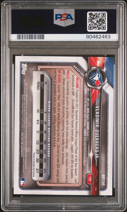 2018 BOWMAN PAPER PROSPECTS VLADIMIR GUERRERO JR. #BP150 - PSA 10