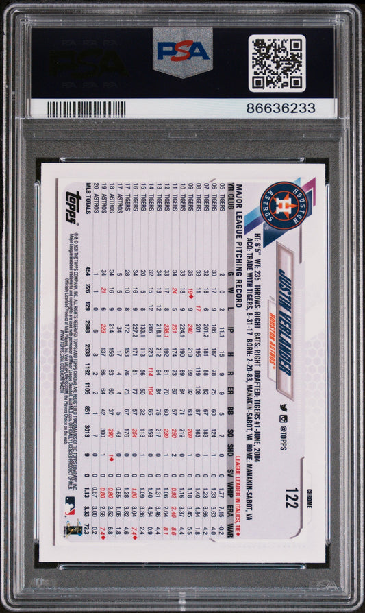 2021 TOPPS CHROME JUSTIN VERLANDER #122 - PSA 10