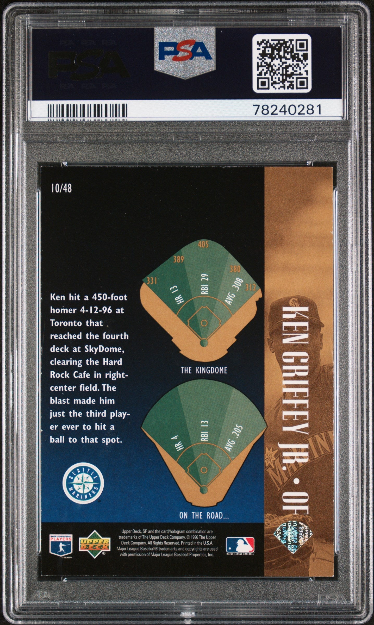 1996 SP SPECIAL F/X KEN GRIFFEY JR. #10 - PSA 7