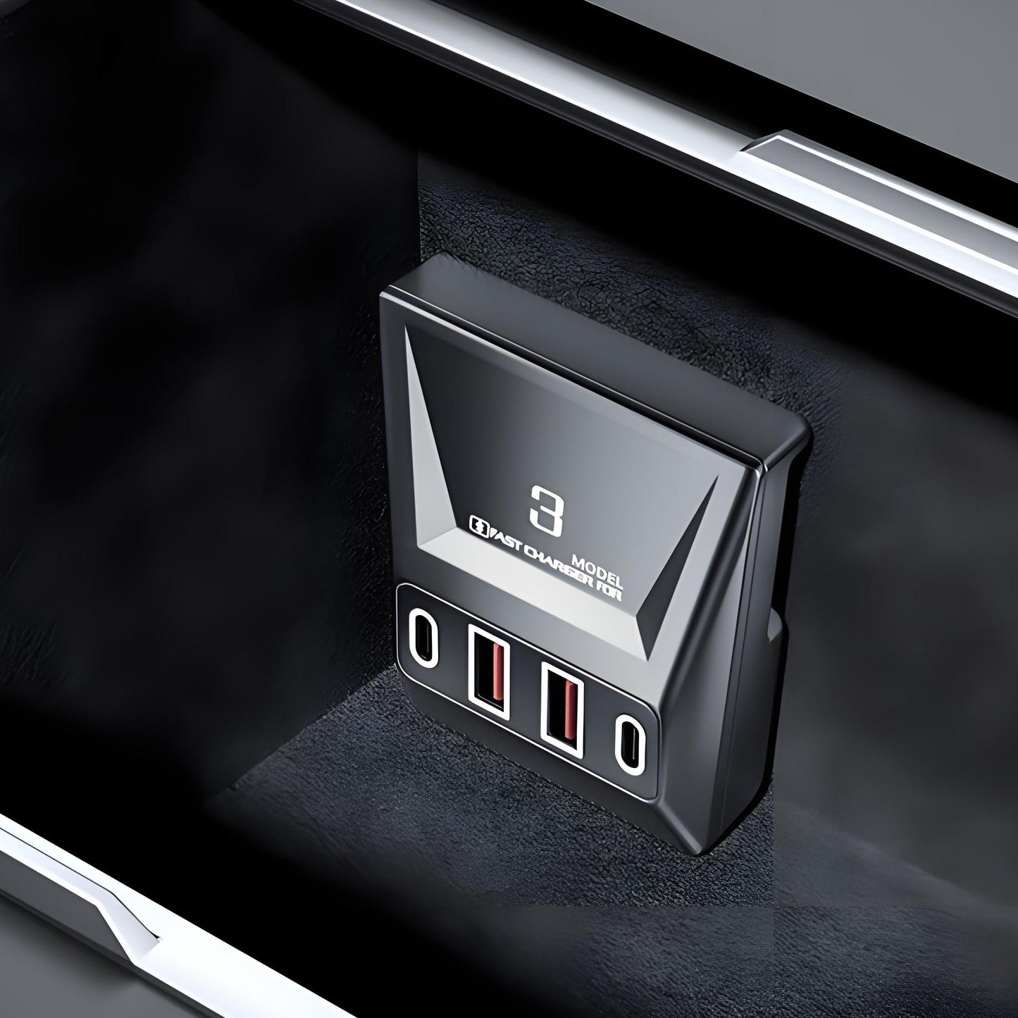 Central Console USB Hub with Ambient Light for Model 3 Highland