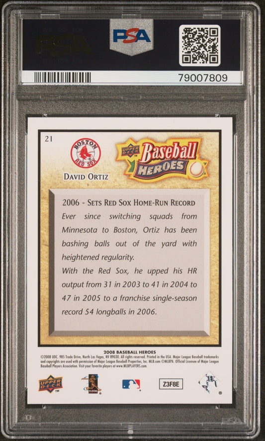 2008 UPPER DECK BASEBALL HEROES DAVID ORTIZ BASEBALL #21 - PSA 10
