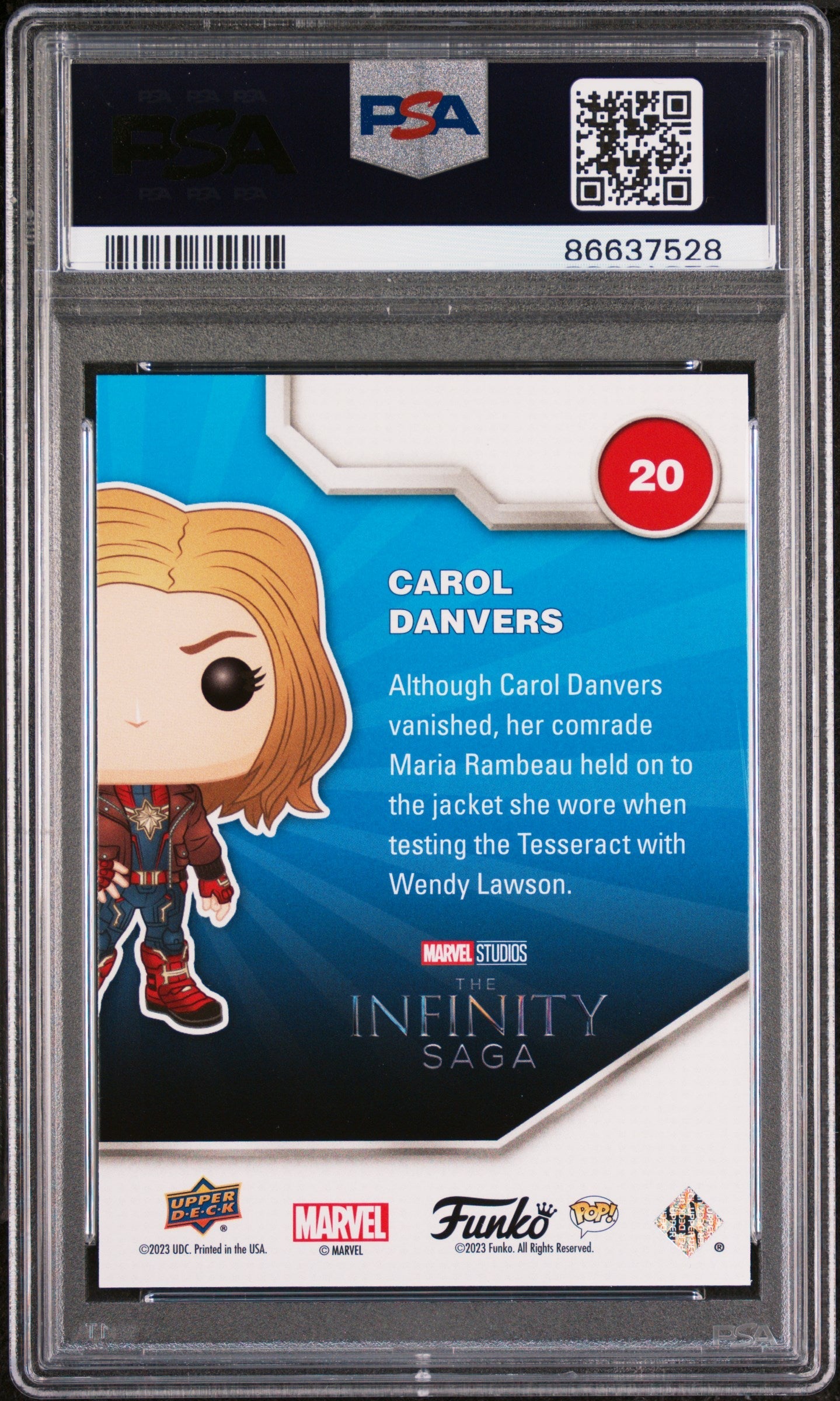 2023 UPPER DECK FUNKO POP MARVEL CAROL DANVERS PLATINUM #20 PSA 10