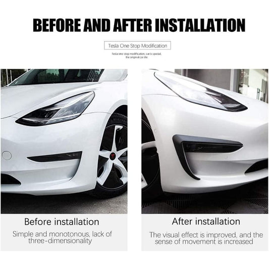 Front Fog Light Trim Cover Eyebrow Spoiler for Tesla Model 3 / Y