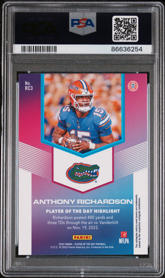 2023 PANINI PLAYER OF THE DAY ROOKIES ANTHONY RICHARDSON ROOKIES #RC3 - PSA 10