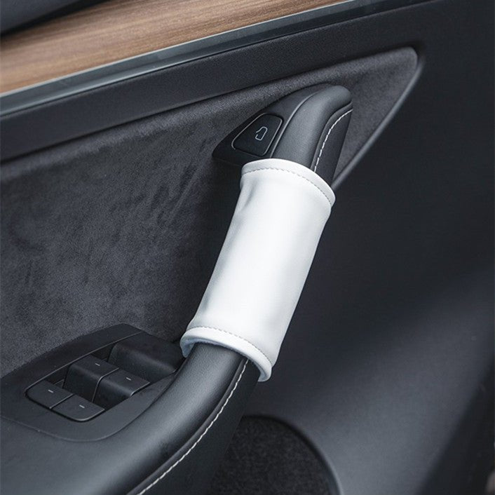 Leather Inner Door handle Cover for Tesla Model 3 Model Y (4 pcs)