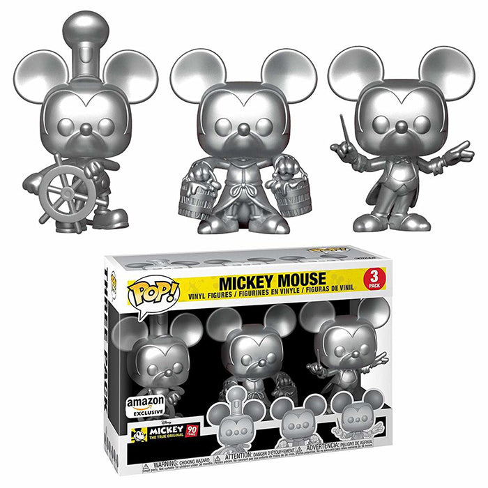 Mickey Mouse (Steamboat Willie, Apprentice, Conductor, Silver) 3-pk - Amazon Exclusive