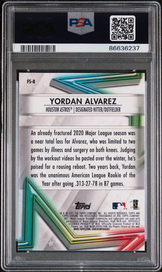 2021 TOPPS CHROME FUTURE STARS YORDAN ALVAREZ #FS8 - PSA 9