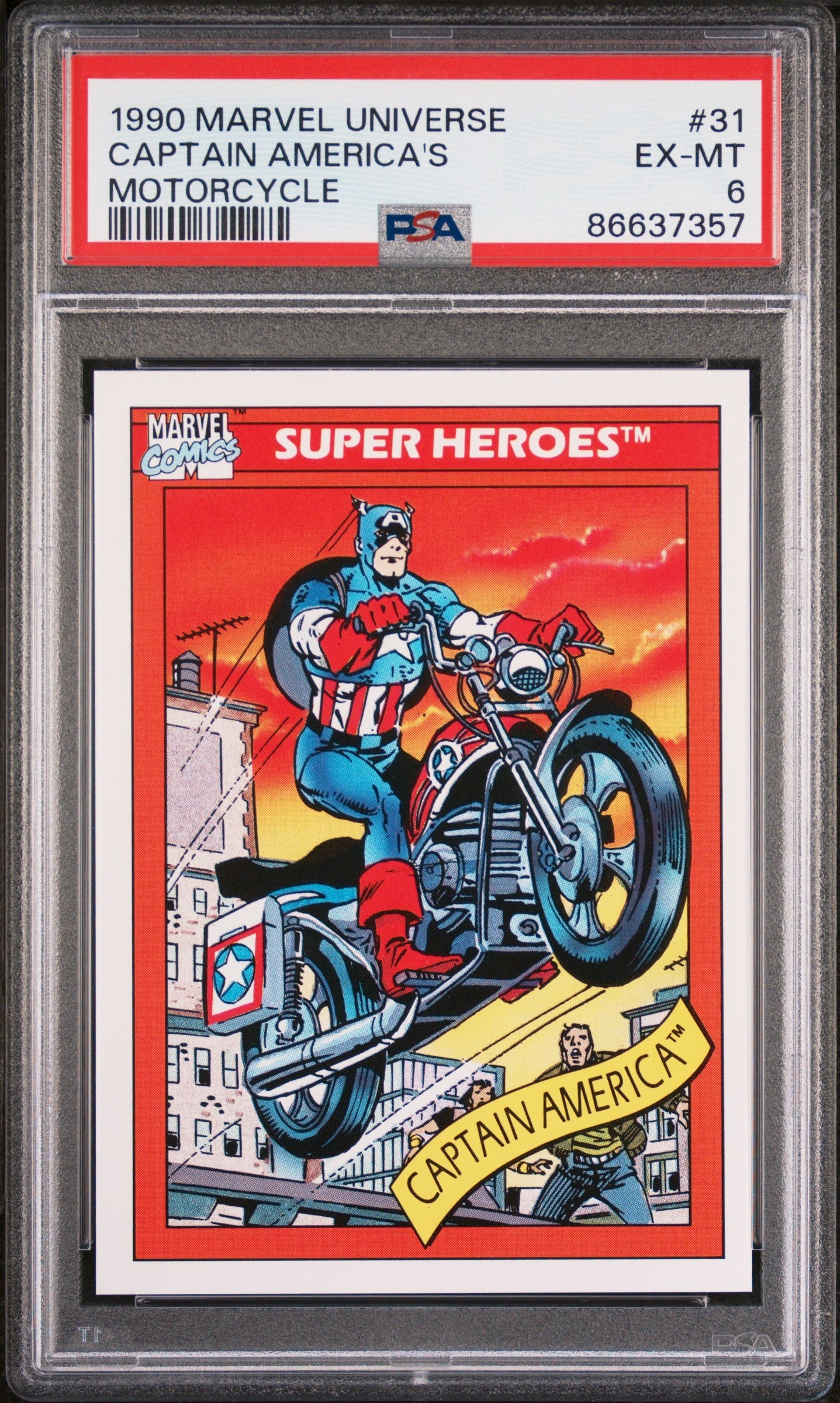 1990 MARVEL UNIVERSE CAPTAIN AMERICA'S MOTORCYCLE #31 - PSA 6