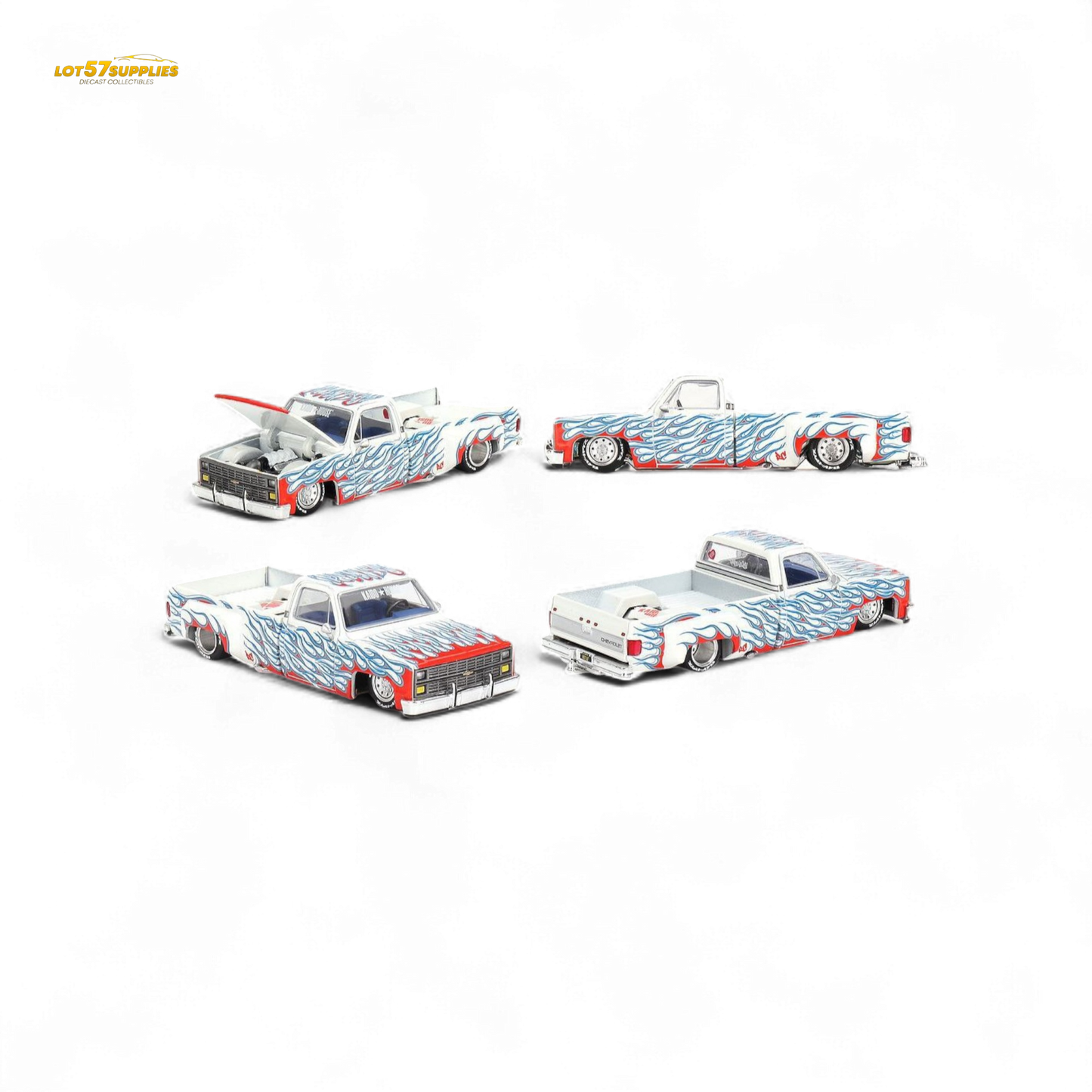 Mini GT x Kaido House Chevrolet Silverado DUALLY on Fire V2 1:64 KHMG157