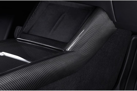 Real Dry Carbon Fiber Center Console Combo Side Panel & Charging Pad Overlay for Model 3 Highland & New Model Y