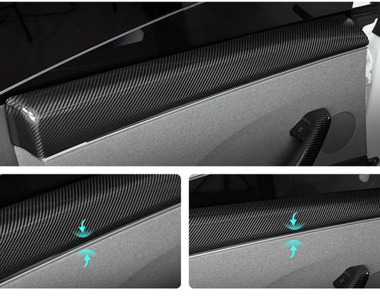 Real Dry Carbon Fiber Upper Door Trim Panel Overlay for Model 3 Highland / Model Y Juniper