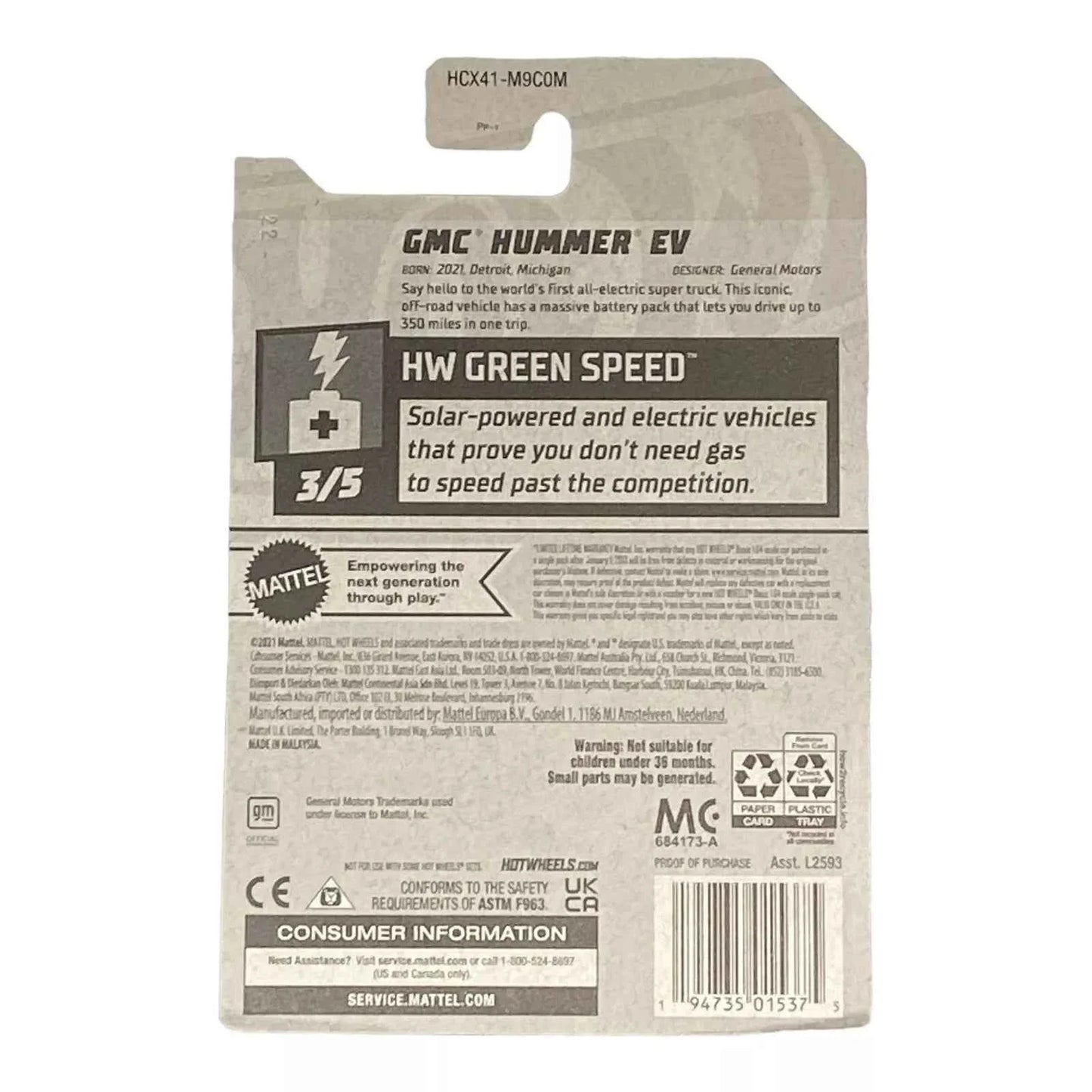 Hot Wheels GMC Hummer EV - Green Speed Series 3/5