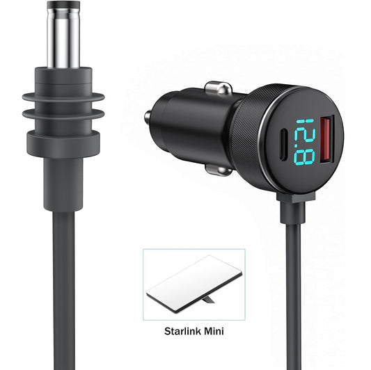 Starlink Mini Car Charger with Digital Display | 100W Type-C Power Cord