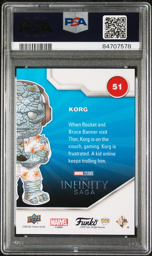 2023 UPPER DECK FUNKO POP MARVEL KORG GAMER PATINA #51 PSA 10