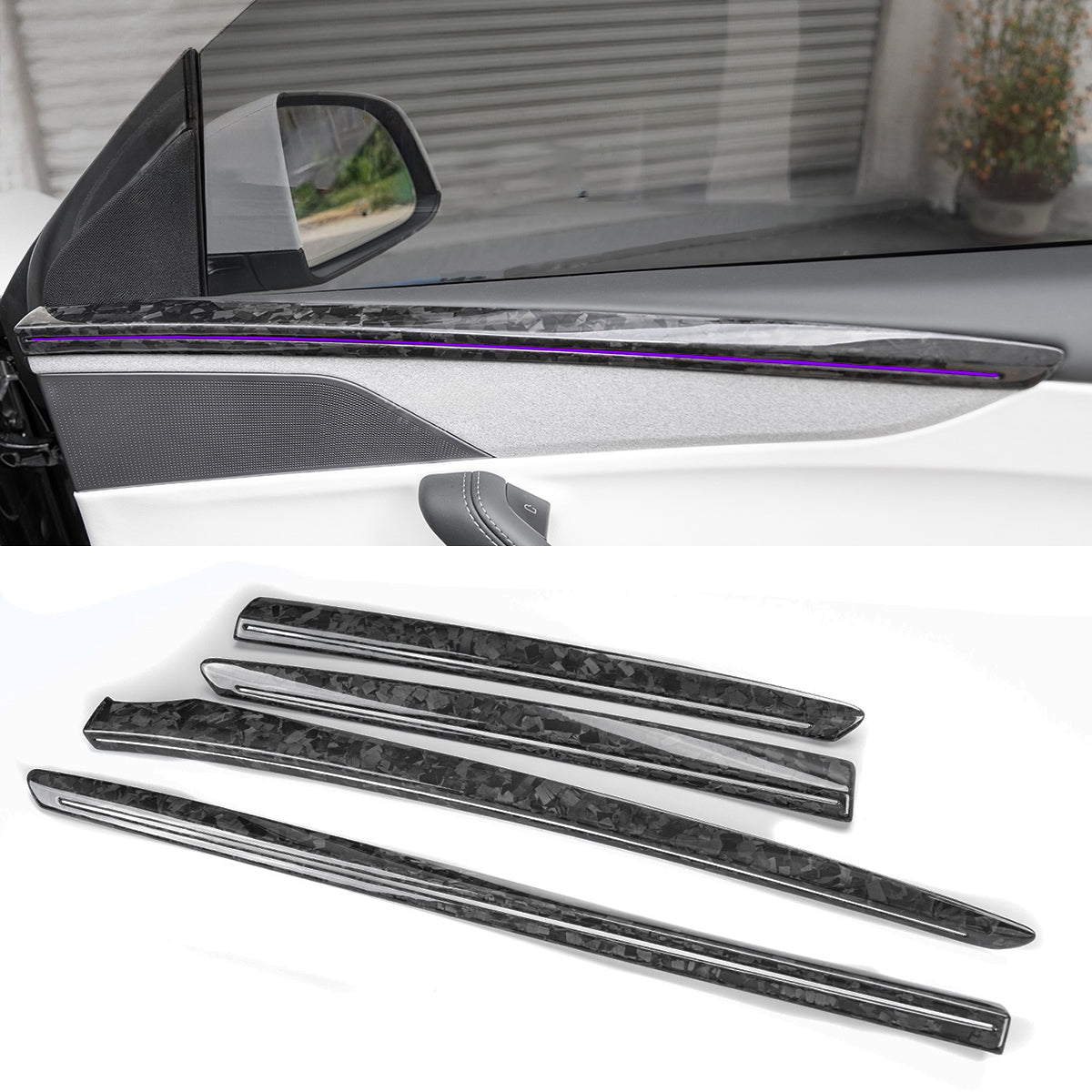 TESERY Dry Carbon Fiber Door Trim Cover for Tesla Model Y Juniper