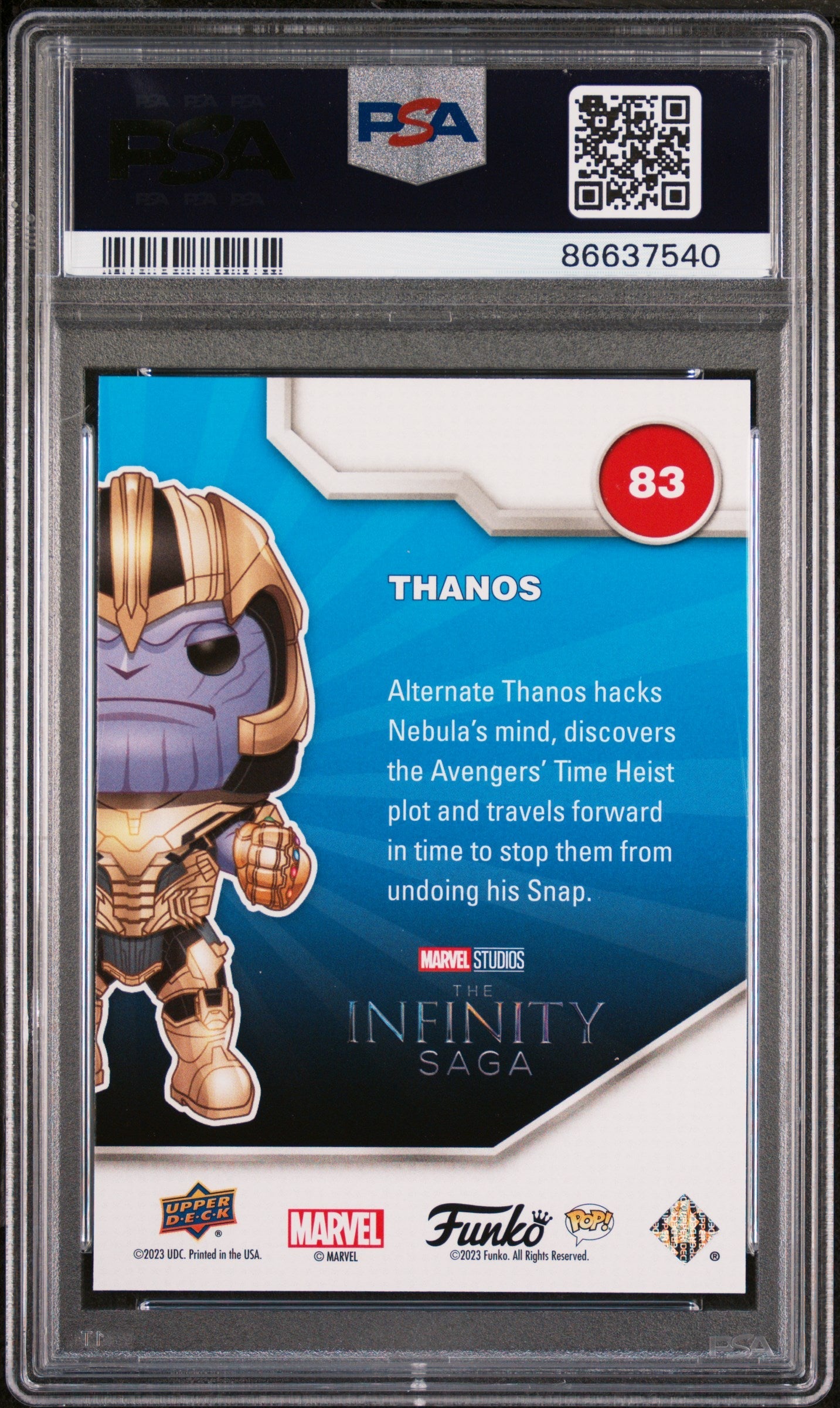 2023 UPPER DECK FUNKO POP MARVEL THANOS PLATINUM #83 PSA 10