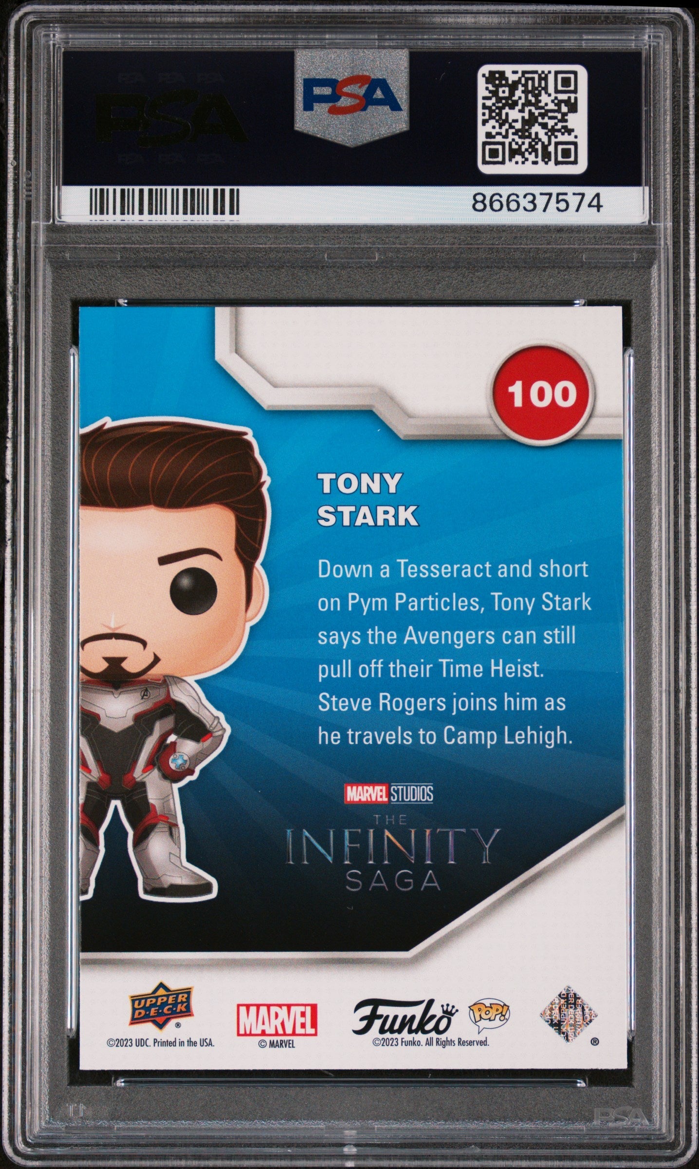 2023 UPPER DECK FUNKO POP MARVEL TONY STARK SPECTRUM #100 PSA 10